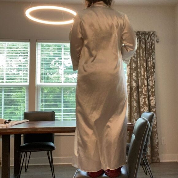 Vintage Full Length Satin Nightgown Lace Detail Silky Slip Dress Robe medium - Picture 4 of 16